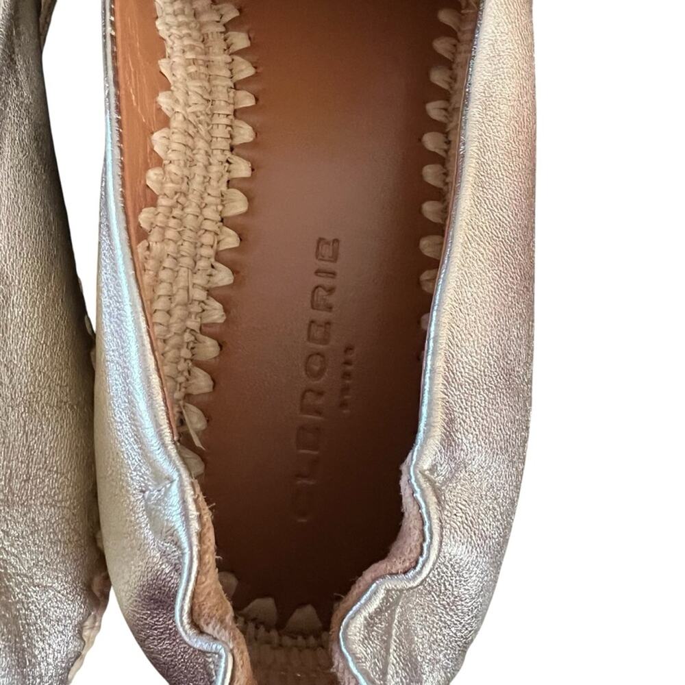 Clergerie Irmis Gold Leather Espadrille Flats Slip On NEW Size 8.5 - Picture 7 of 10